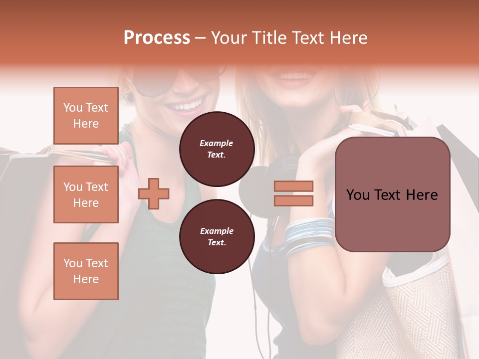 Two Beautiful Young Women Holding Shopping Bags Powerpoint Template PowerPoint Template