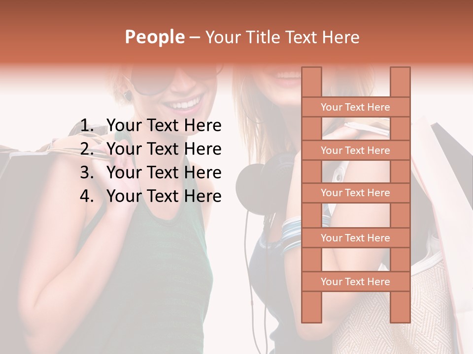 Two Beautiful Young Women Holding Shopping Bags Powerpoint Template PowerPoint Template
