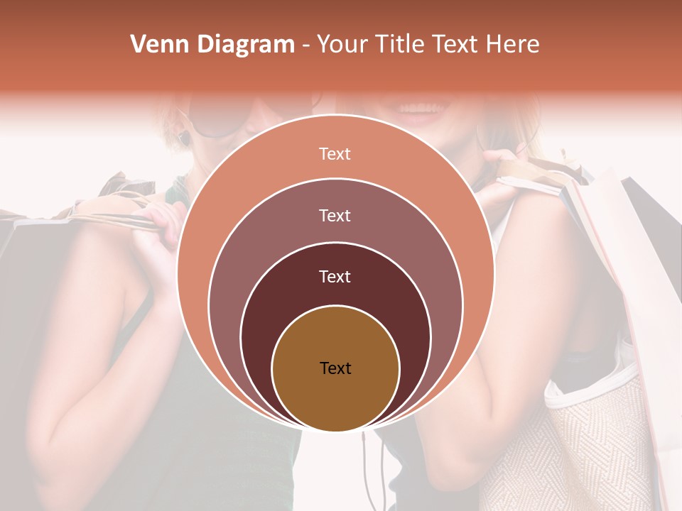 Two Beautiful Young Women Holding Shopping Bags Powerpoint Template PowerPoint Template