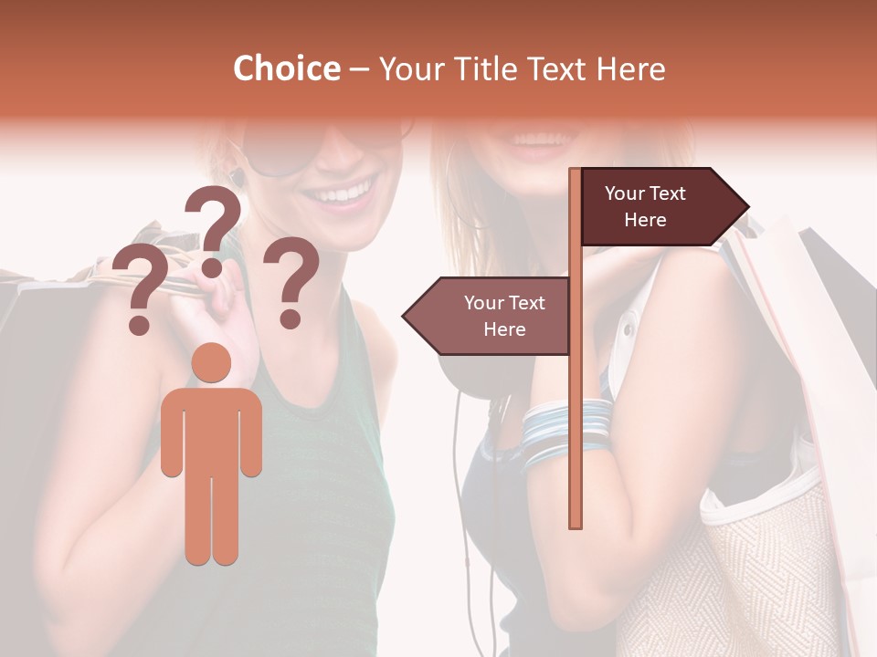 Two Beautiful Young Women Holding Shopping Bags Powerpoint Template PowerPoint Template