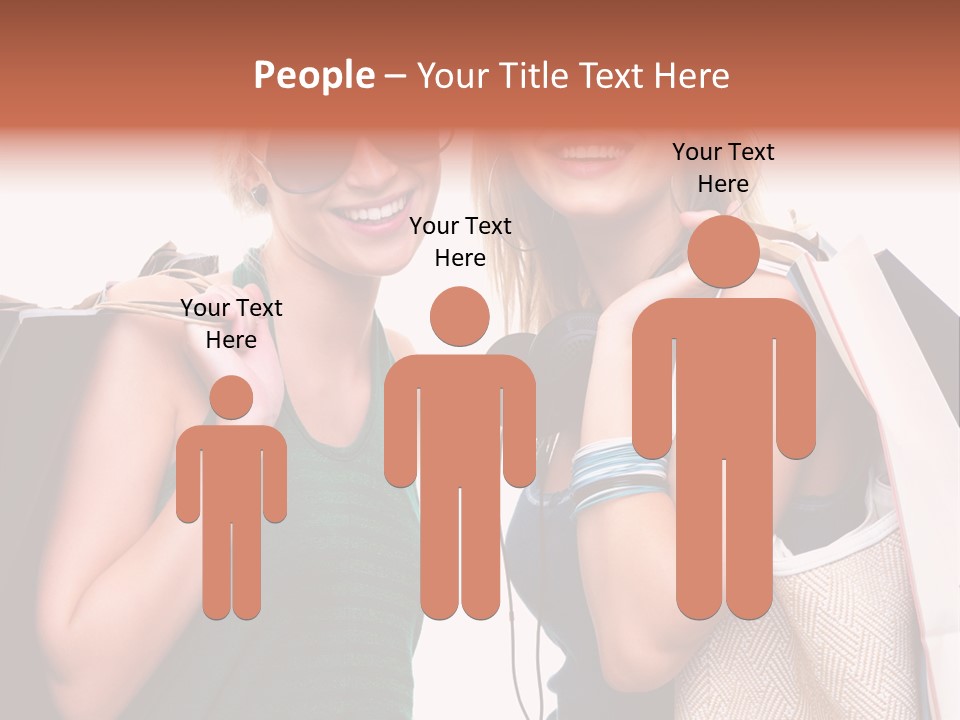 Two Beautiful Young Women Holding Shopping Bags Powerpoint Template PowerPoint Template