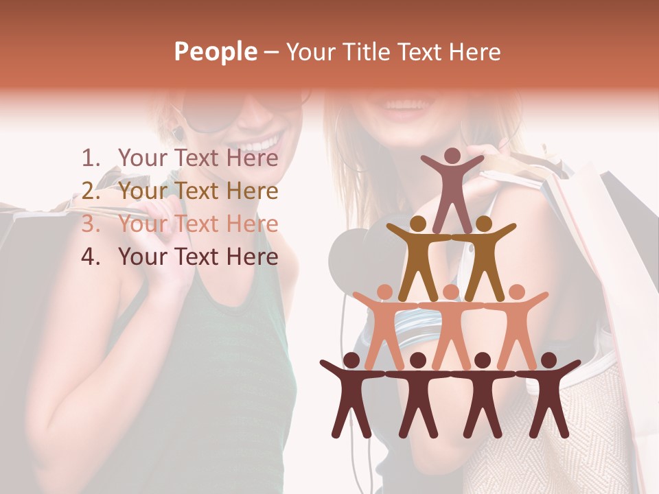 Two Beautiful Young Women Holding Shopping Bags Powerpoint Template PowerPoint Template