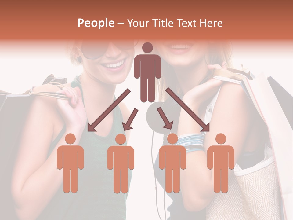 Two Beautiful Young Women Holding Shopping Bags Powerpoint Template PowerPoint Template