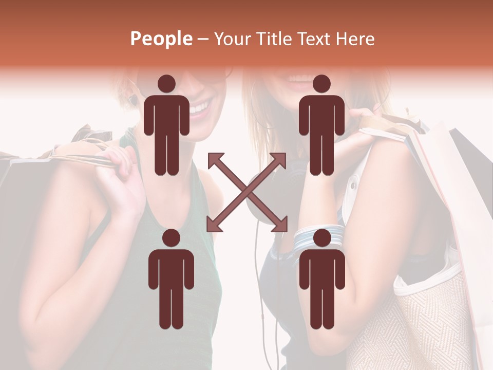 Two Beautiful Young Women Holding Shopping Bags Powerpoint Template PowerPoint Template