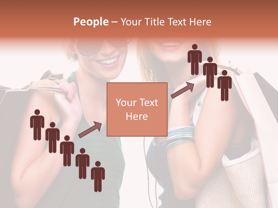 Two Beautiful Young Women Holding Shopping Bags Powerpoint Template PowerPoint Template