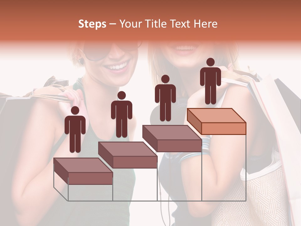 Two Beautiful Young Women Holding Shopping Bags Powerpoint Template PowerPoint Template