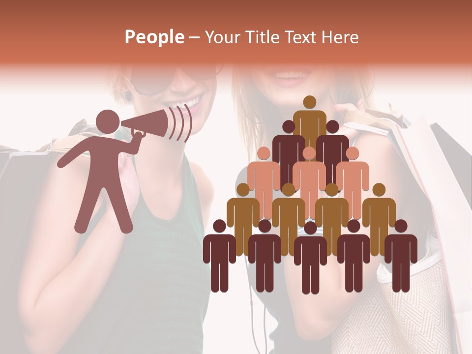 Two Beautiful Young Women Holding Shopping Bags Powerpoint Template PowerPoint Template