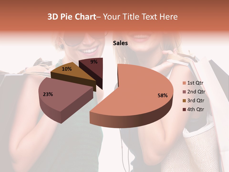 Two Beautiful Young Women Holding Shopping Bags Powerpoint Template PowerPoint Template