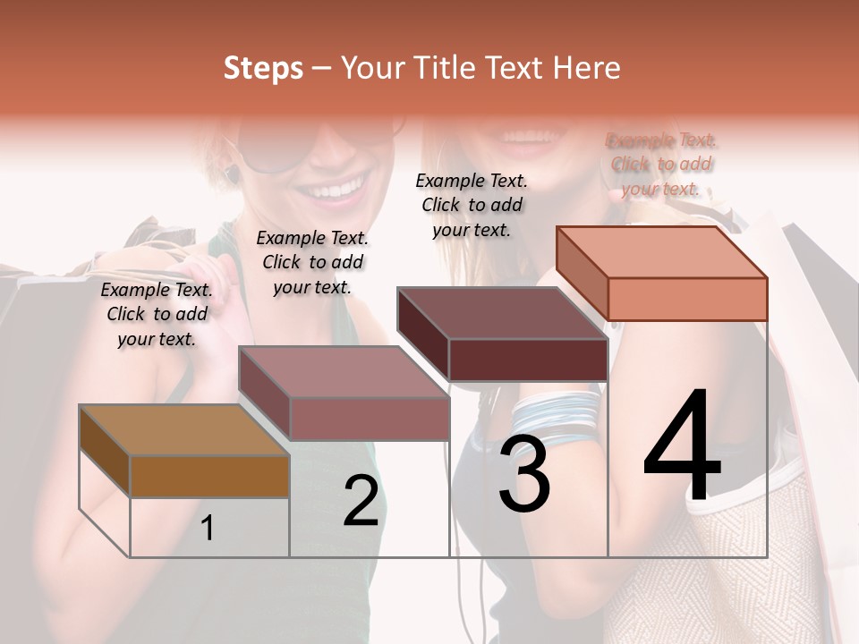 Two Beautiful Young Women Holding Shopping Bags Powerpoint Template PowerPoint Template