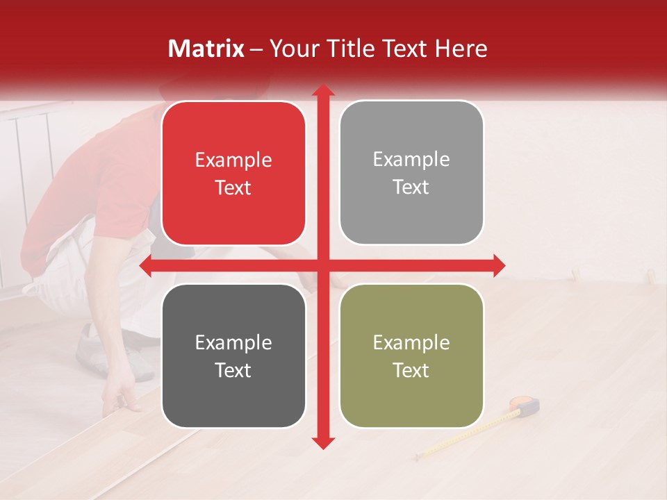 A Man In Red Shirt And White Pants Working On A Wooden Floor PowerPoint Template