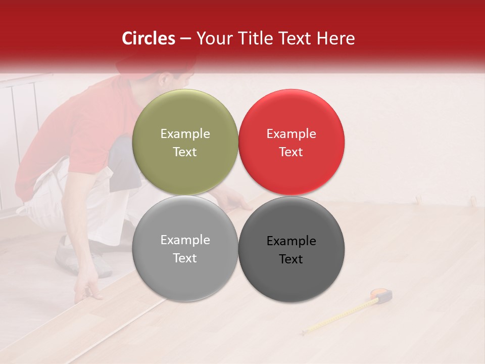 A Man In Red Shirt And White Pants Working On A Wooden Floor PowerPoint Template