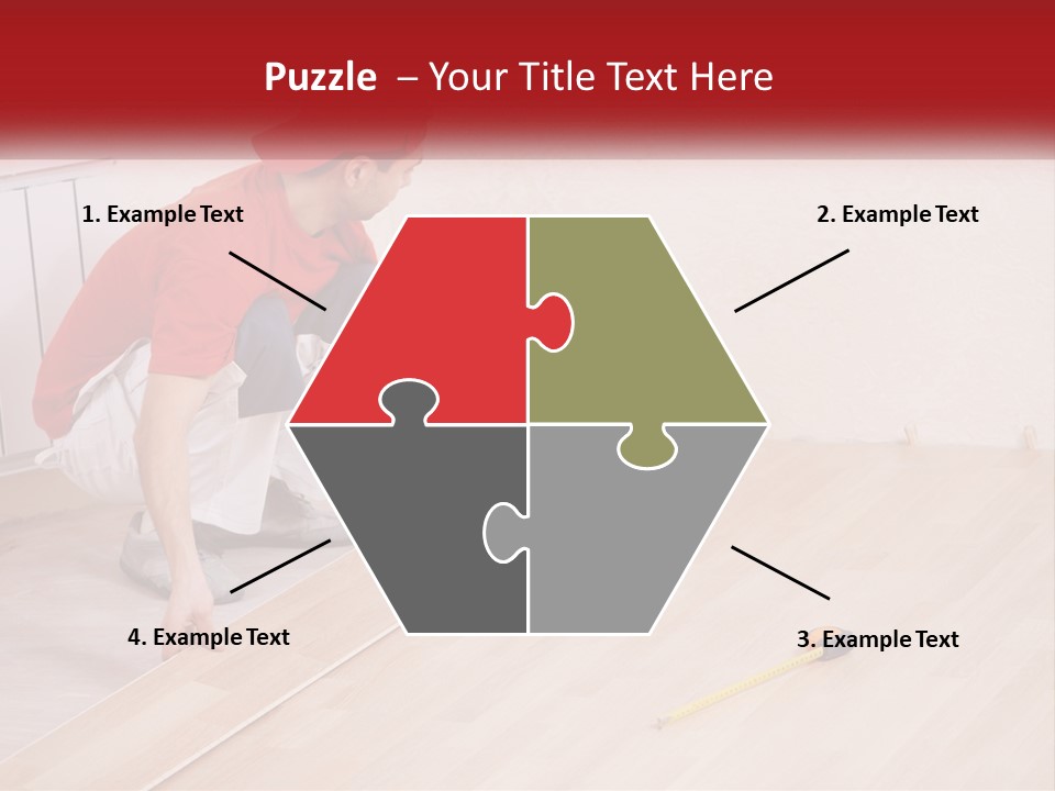 A Man In Red Shirt And White Pants Working On A Wooden Floor PowerPoint Template