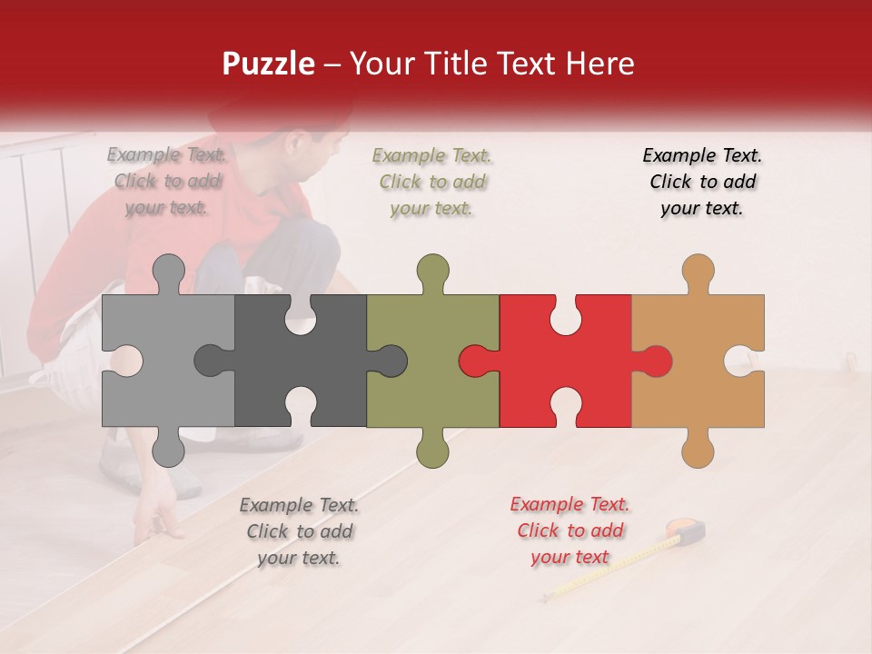 A Man In Red Shirt And White Pants Working On A Wooden Floor PowerPoint Template