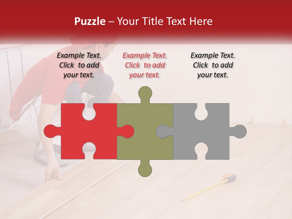 A Man In Red Shirt And White Pants Working On A Wooden Floor PowerPoint Template