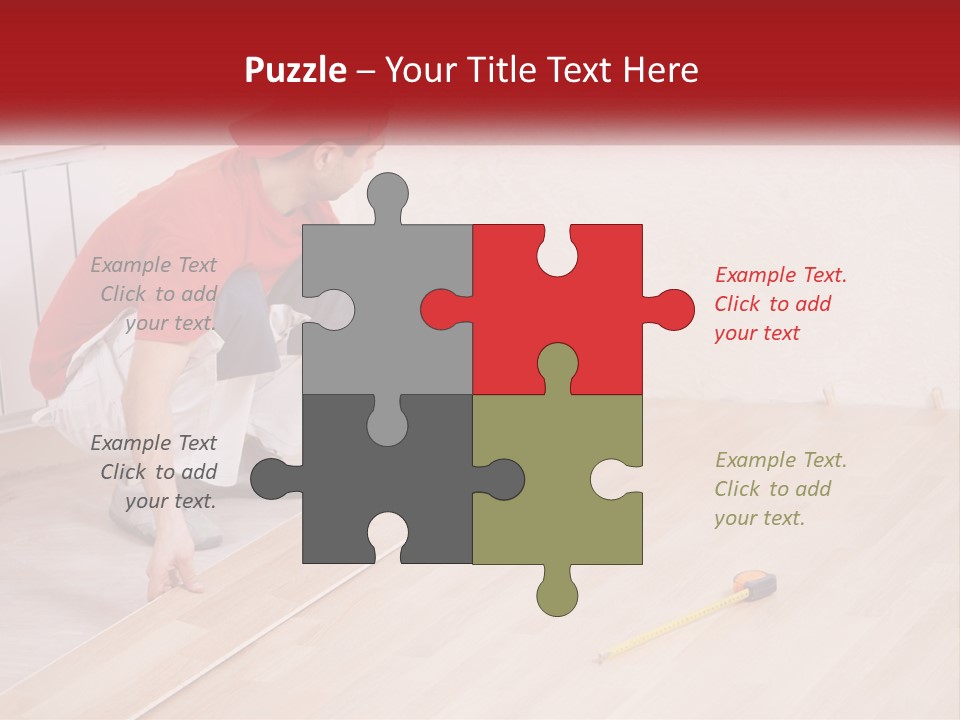 A Man In Red Shirt And White Pants Working On A Wooden Floor PowerPoint Template