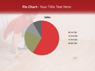 A Man In Red Shirt And White Pants Working On A Wooden Floor PowerPoint Template