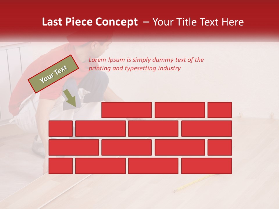 A Man In Red Shirt And White Pants Working On A Wooden Floor PowerPoint Template