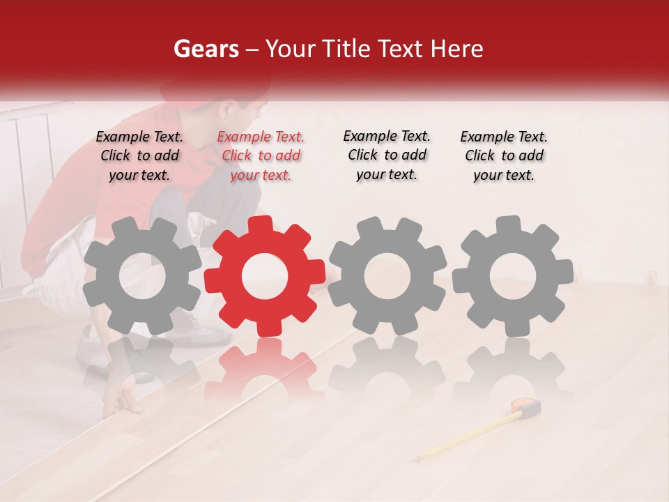 A Man In Red Shirt And White Pants Working On A Wooden Floor PowerPoint Template