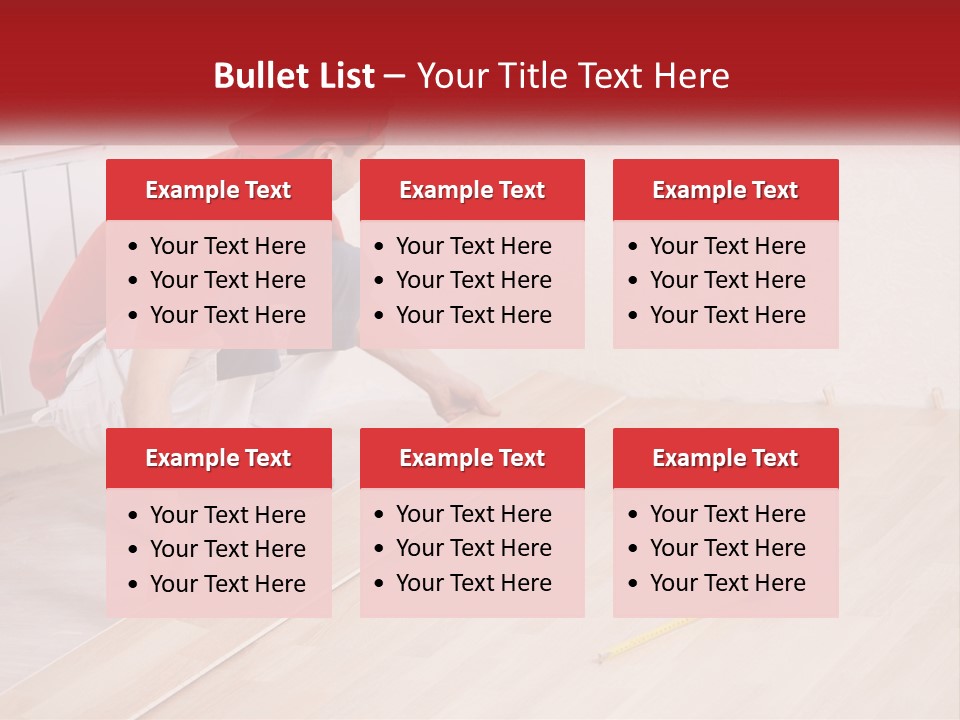 A Man In Red Shirt And White Pants Working On A Wooden Floor PowerPoint Template