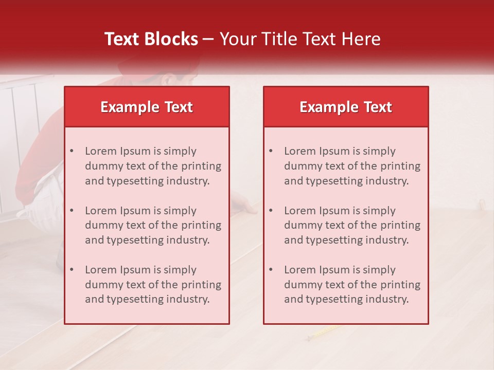 A Man In Red Shirt And White Pants Working On A Wooden Floor PowerPoint Template
