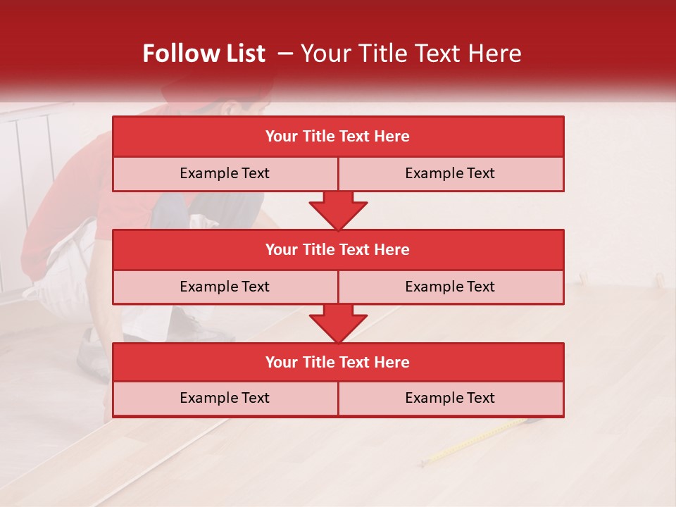 A Man In Red Shirt And White Pants Working On A Wooden Floor PowerPoint Template