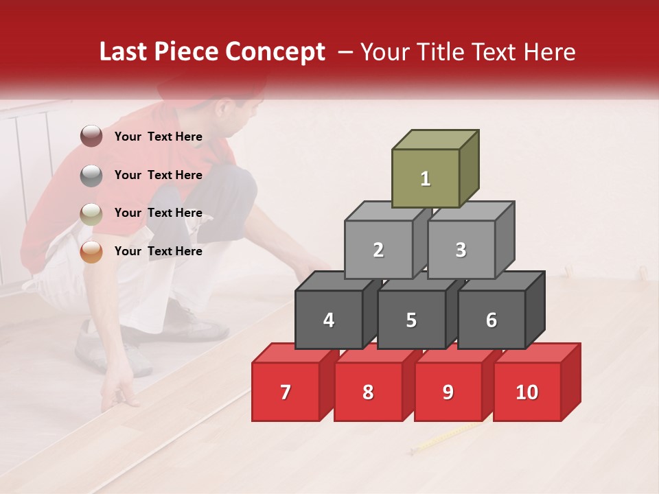 A Man In Red Shirt And White Pants Working On A Wooden Floor PowerPoint Template