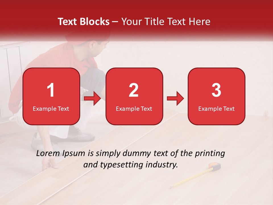 A Man In Red Shirt And White Pants Working On A Wooden Floor PowerPoint Template