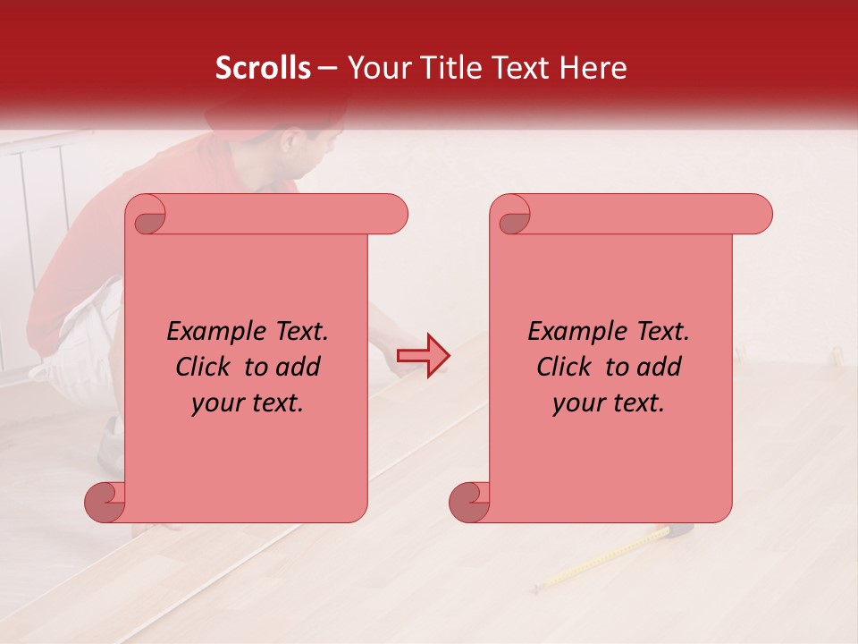 A Man In Red Shirt And White Pants Working On A Wooden Floor PowerPoint Template