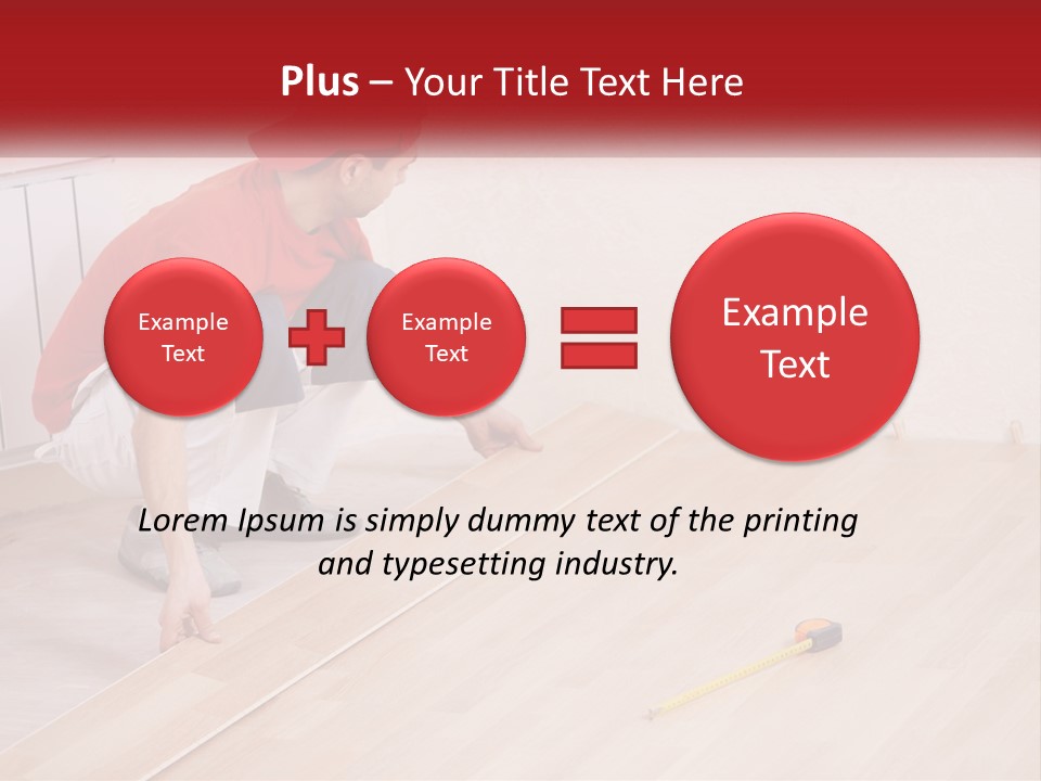 A Man In Red Shirt And White Pants Working On A Wooden Floor PowerPoint Template