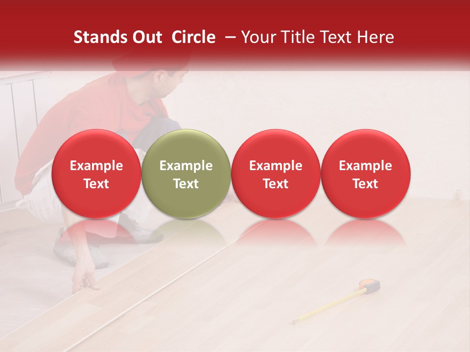 A Man In Red Shirt And White Pants Working On A Wooden Floor PowerPoint Template
