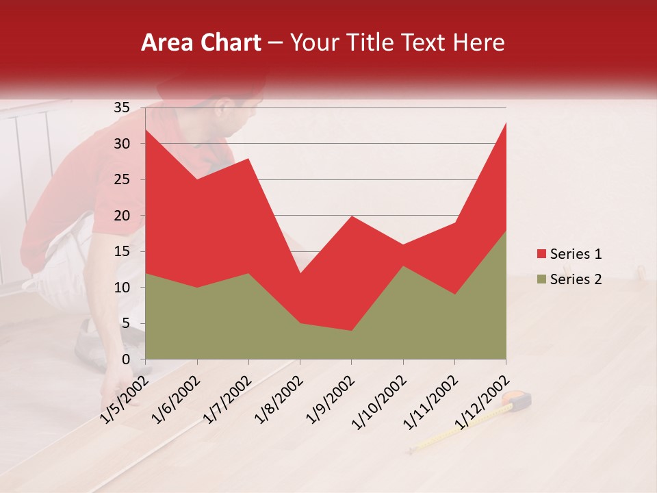 A Man In Red Shirt And White Pants Working On A Wooden Floor PowerPoint Template