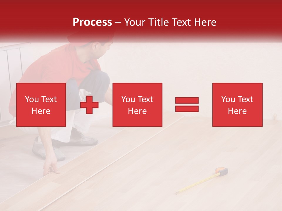 A Man In Red Shirt And White Pants Working On A Wooden Floor PowerPoint Template