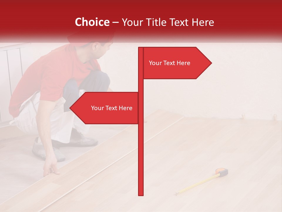 A Man In Red Shirt And White Pants Working On A Wooden Floor PowerPoint Template