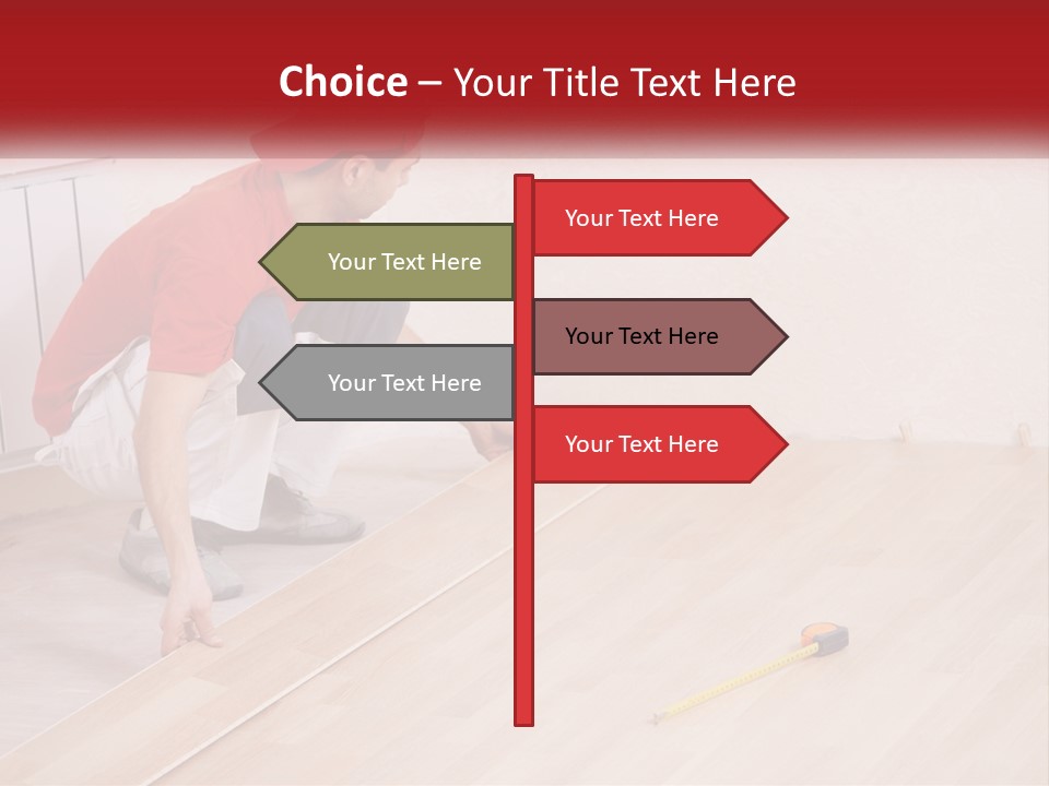 A Man In Red Shirt And White Pants Working On A Wooden Floor PowerPoint Template