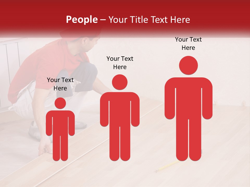 A Man In Red Shirt And White Pants Working On A Wooden Floor PowerPoint Template