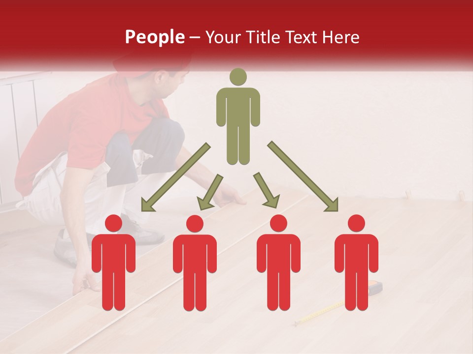 A Man In Red Shirt And White Pants Working On A Wooden Floor PowerPoint Template