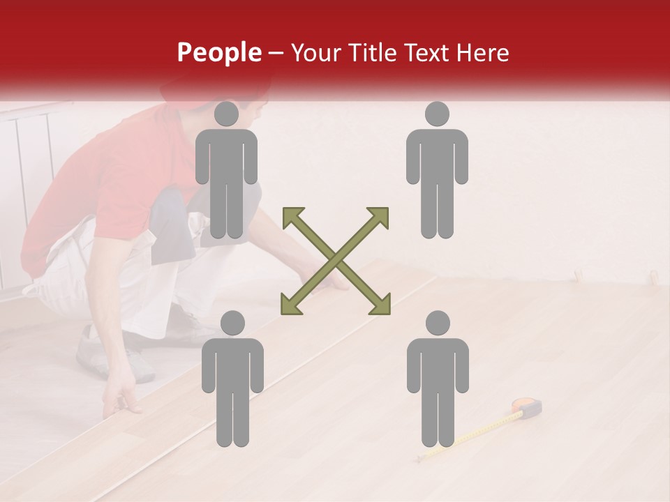 A Man In Red Shirt And White Pants Working On A Wooden Floor PowerPoint Template