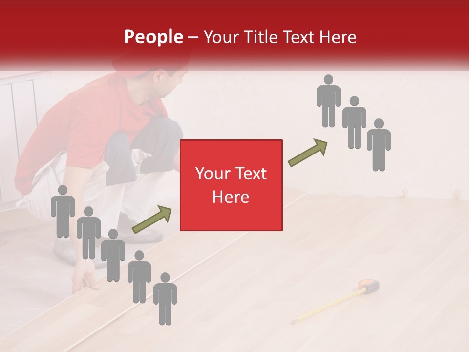 A Man In Red Shirt And White Pants Working On A Wooden Floor PowerPoint Template
