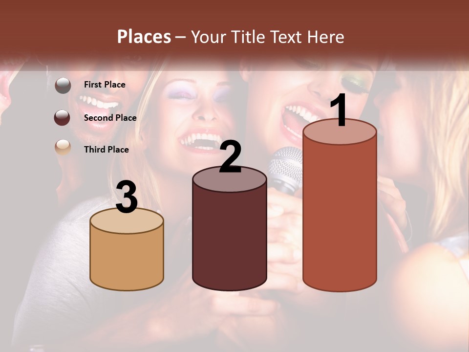 A Group Of People Singing Into A Microphone PowerPoint Template