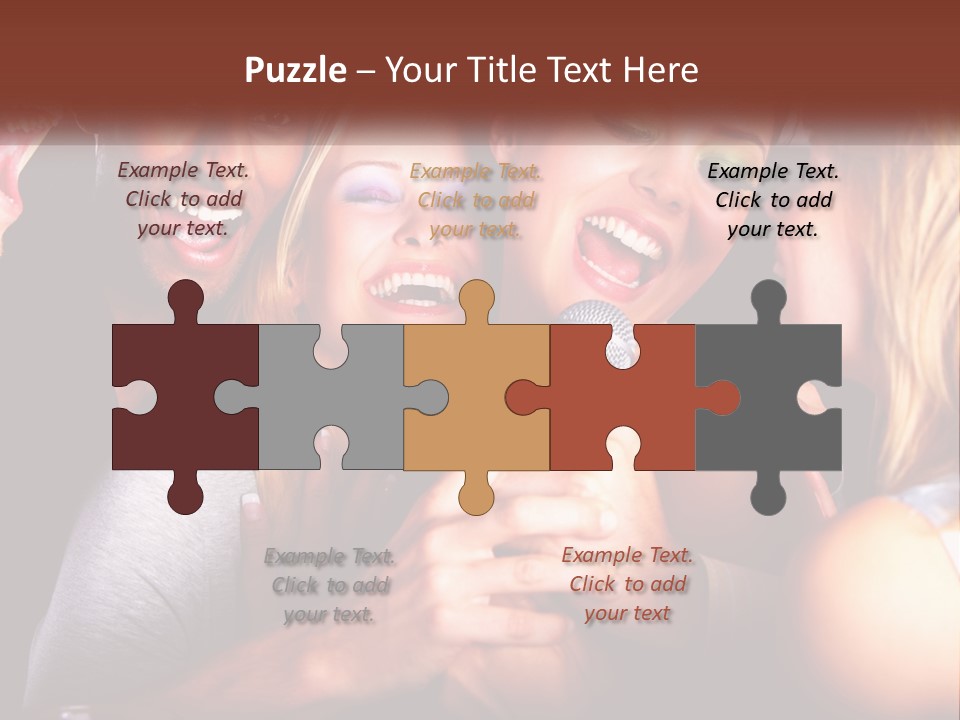 A Group Of People Singing Into A Microphone PowerPoint Template