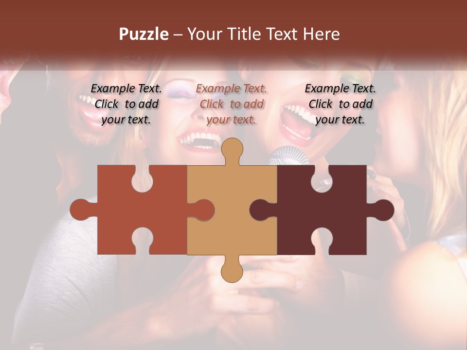 A Group Of People Singing Into A Microphone PowerPoint Template