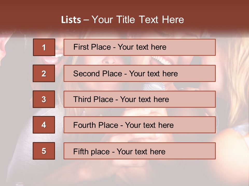 A Group Of People Singing Into A Microphone PowerPoint Template