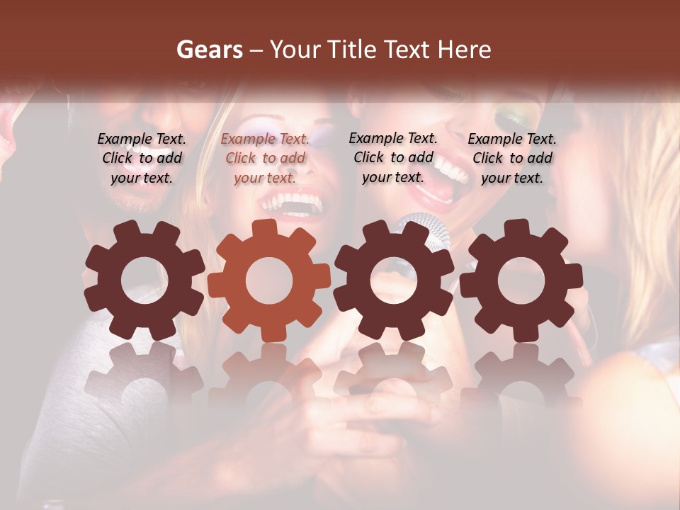 A Group Of People Singing Into A Microphone PowerPoint Template