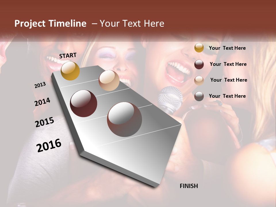 A Group Of People Singing Into A Microphone PowerPoint Template