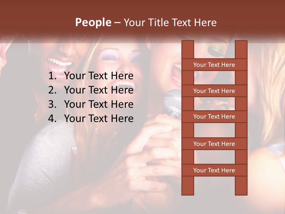 A Group Of People Singing Into A Microphone PowerPoint Template