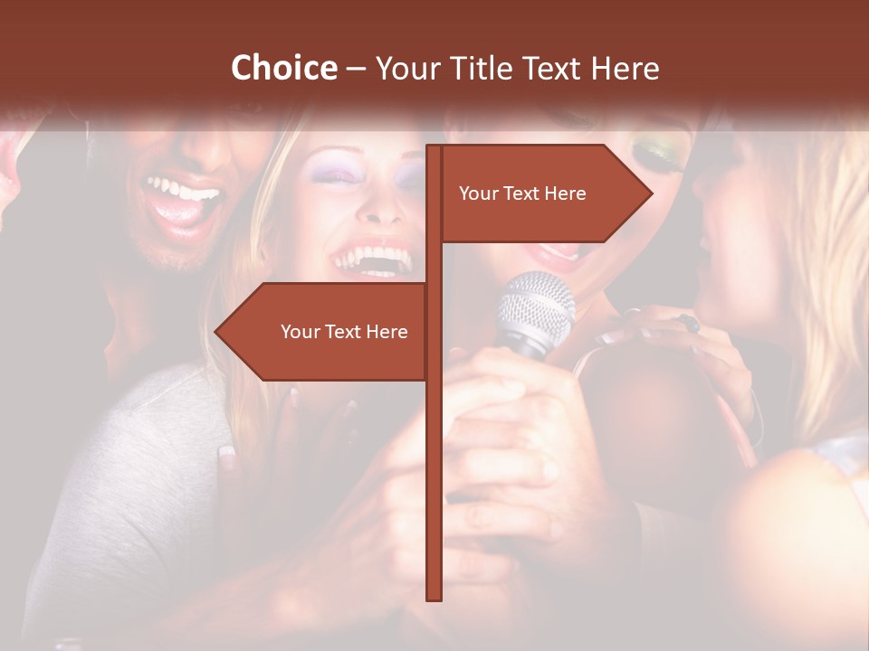 A Group Of People Singing Into A Microphone PowerPoint Template