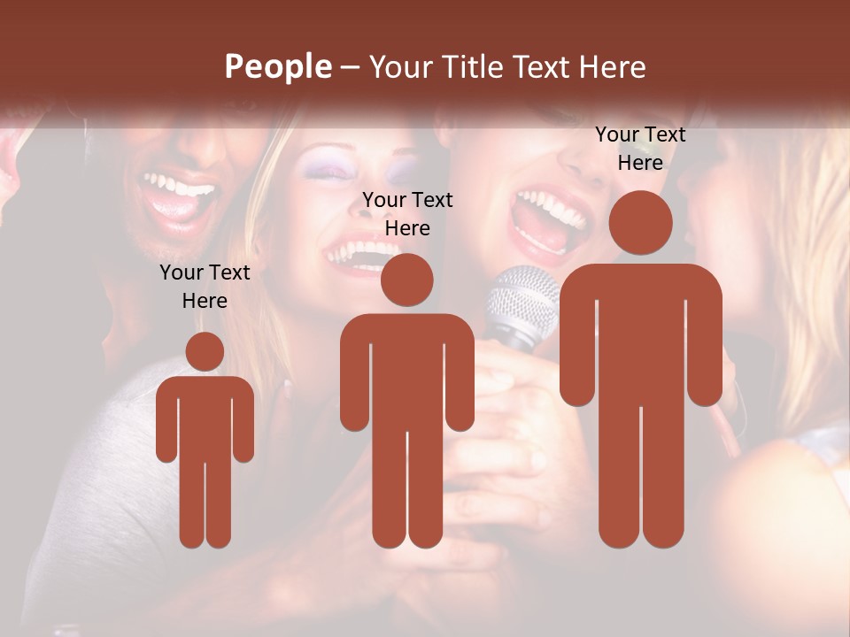 A Group Of People Singing Into A Microphone PowerPoint Template