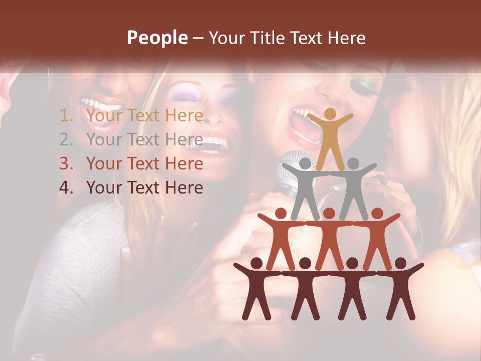 A Group Of People Singing Into A Microphone PowerPoint Template