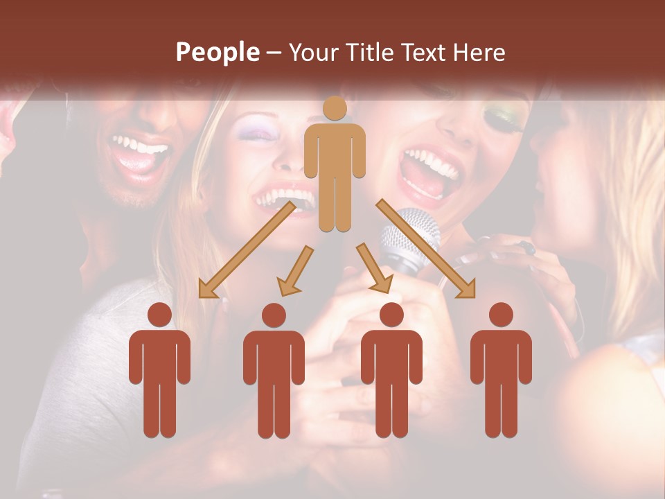 A Group Of People Singing Into A Microphone PowerPoint Template