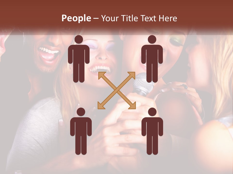 A Group Of People Singing Into A Microphone PowerPoint Template